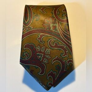 Godfrey for Beene paisley men all silk neck tie Brown/Burgundy and Blue(110)